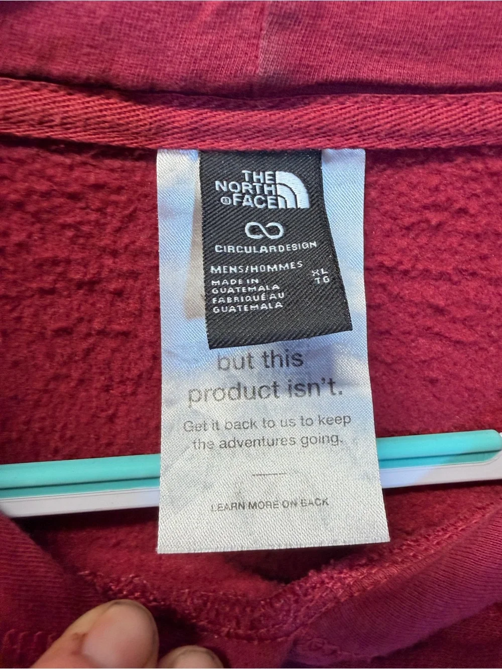The North Face Men's Burgundy Hoodie with Orange Logo